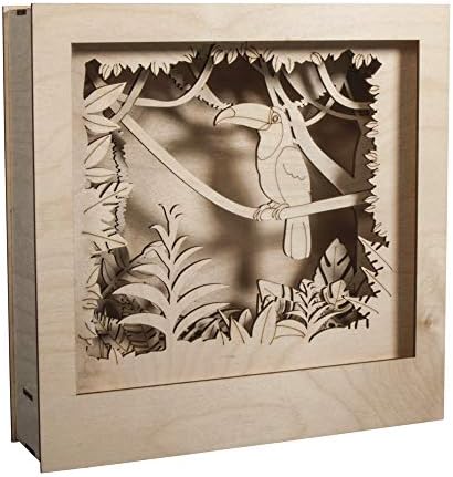Rayher Shadow Box Building Kit with Toucan Design, 3D Scenery, DIY Wood Craft Set, 11 Slot-Together Pieces, FSC Certified Product, 24x24x6.5cm, 62853505 - Image 2