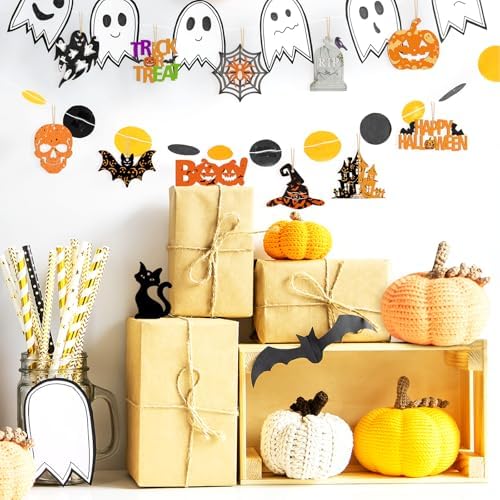 80PCS Wooden Halloween Ornaments to Paint Fall Decorations,10 Styles DIY Blank Autumn Unfinished Wood Skull Pumpkin Ghost Bat Boo Trick or Treat Halloween Cutouts Ornament for Crafts Party Hanging - Image 3