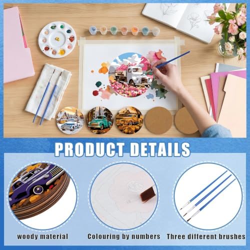 8 Pack All Season Paint by Numbers Kits Coasters with Holder Cork Pads - Image 5