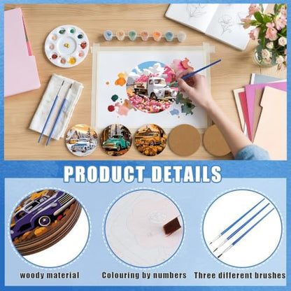 8 Pack All Season Paint by Numbers Kits Coasters with Holder Cork Pads - Image 5