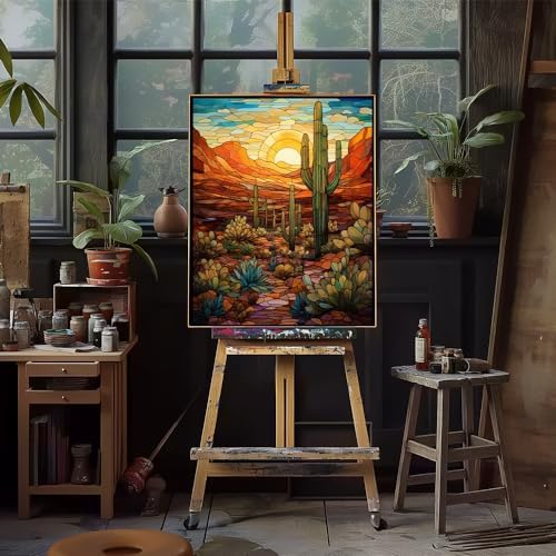Natuyalo Paint by Numbers Kit for Adults - Cactus DIY Adult Paint by Number Kits Wilderness Landscape Acrylic Canvas Painting for Adults Beginners Kids Art Crafts Without Frame, 16x20 Inch - Image 4