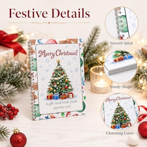 Christmas Gift Card Book, 5x7 Holiday Gift Booklet, DIY Spiral-Bound Merry Christmas College Survival Kit, 10-Page Surprise Greeting Card Book for Cards Cash, Students Graduation Gift - Image 7