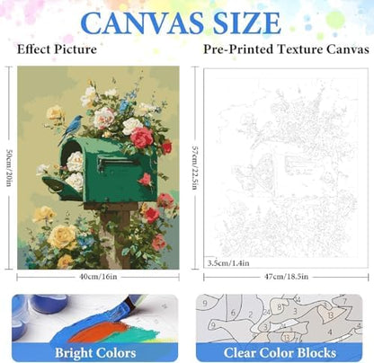 ZRIZQ Paint by Numbers Kit for Adults Beginner,Flowers Mail,16x20 - Image 2