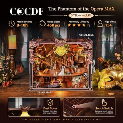 Phantom of The Opera Max Book Nook Kits, 3D Wooden Puzzle for Adults - Image 2