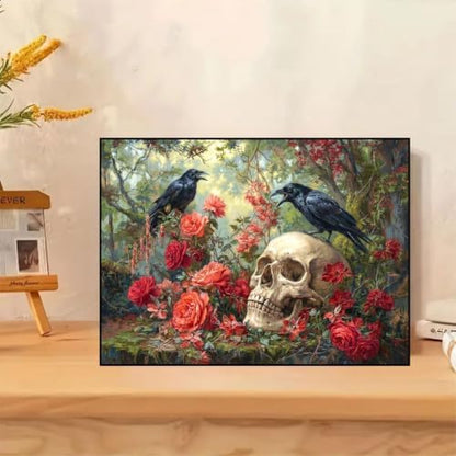Skull Roses Paint by Numbers Kit for Adults Framed Canvas, Frameworkless - Image 2
