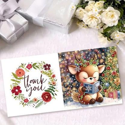 Christmas DIY Diamond Greeting Cards Set, 5D DIY Diamond Art Painting Christmas Style Greeting Card, DIY Christmas Card Making Kits for Family Friends Handmade Gift-#25-Deer - Image 3