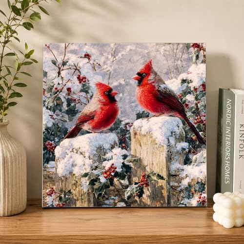 AUKELHJ Framed Paint by Numbers Kit for Adults, Cardinal, 10x10 inch - Image 2