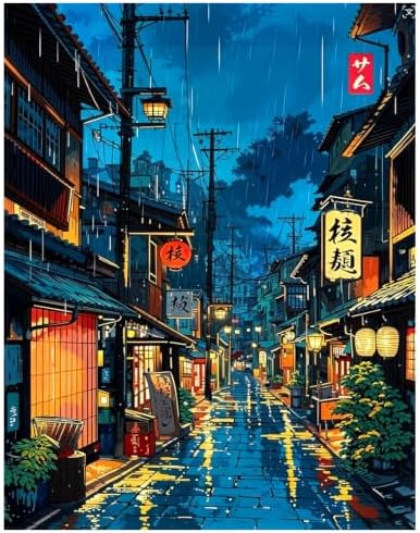 xcemhil Japanese Tokyo Paint by Numbers Kit for Adults Beginner, Paint by Numbers for Adult, Acrylic Paint by Number Kits Suitable for Home Wall Art Decor Gifts 16x20 Inch by Unknown