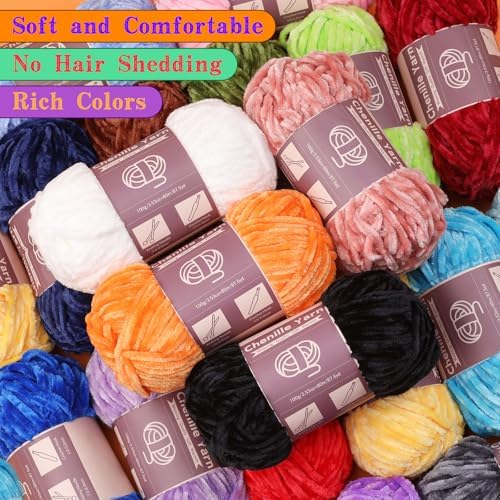 LUNARM Chenille Yarn 3 Pack 3.5oz Chunky Blanket Velvet Yarn 263 Yard - Image 5