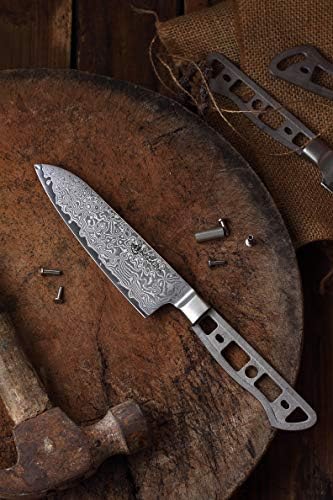 KATSURA Woodworking Project Kit – Santoku Knife Blank – 5 Inch – Japanese Premium AUS 10, 67 Layers Damascus Steel - Image 2