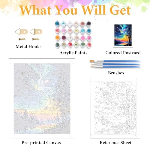 Paint by Numbers Kit for Adults, Northern Light & Aurora, 16x20 Inch - Image 5