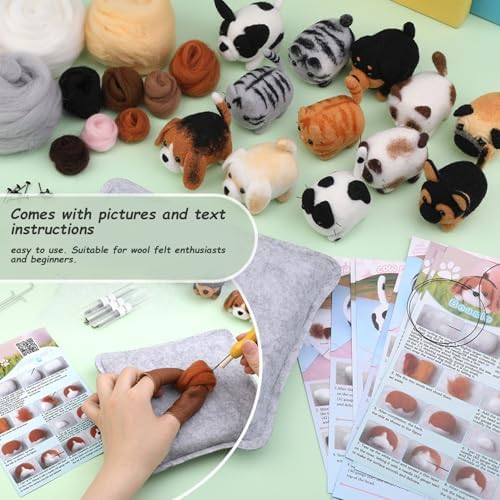 Needle Felting Kit, Needle Felting Kit, Animals Needle Felting Kits for Beginners, Cute Dog DIY Felting Wool and Needles Set with Instruction for Needle Felting Craft Project - Image 2