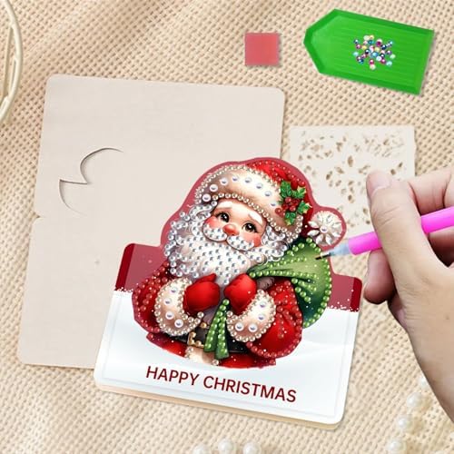 DIY Diamond Art Painting Greeting Card Creative Holiday Blessing 3D Folding Set Stationery Ornament Present Handmade-Santa Claus - Image 4