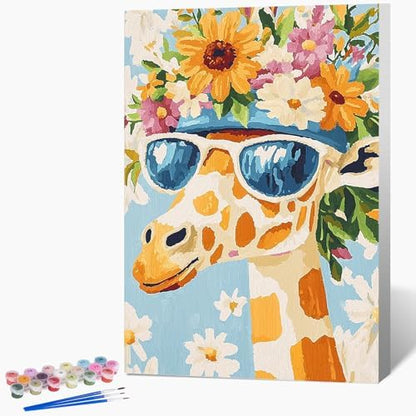 Possoco Framed Paint by Numbers Kit for Adults Beginner & Kids Ages 8-12, Animals Giraffe Adult Paint by Number Kits on Canvas, DIY Acrylic Number Painting for Teens for Home Decor 8x12 Inch by Unknown