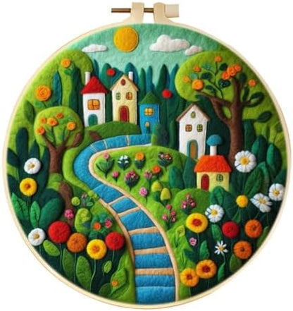yesJRL Landscape Needle Felting Kits for Beginners, DIY Wool Felt Starer Needle Felt Set with Accessories for Home Decoration (Green) by yesJRL