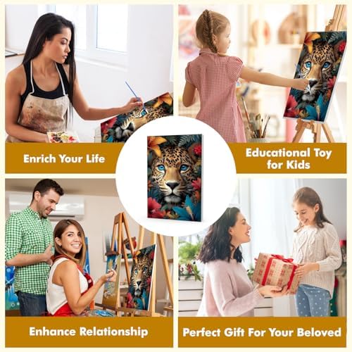 Bowetile Framed Paint by Numbers Cheetah Kit for Adults, Adults' Paint-by-Number Kits on Canvas, Painting by Numbers Flowers, Acrylic Number Painting Gifts for Home Wall Decor, 8x12in - Image 5