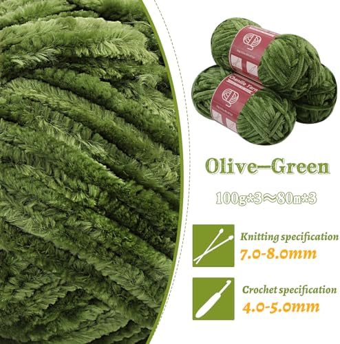 LUNARM Chenille Yarn 3 Pack 3.5oz Chunky Blanket Velvet Yarn 263 Yard - Image 3