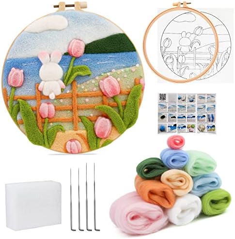 kgxulr Needle Felting Kit, Tulips Felting Kits, Wool Painting Kit by kgxulr