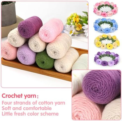Iuuidu Crochet Kit for Beginners-4PCS Coaster Pot Crochet Flower Kit - Image 3