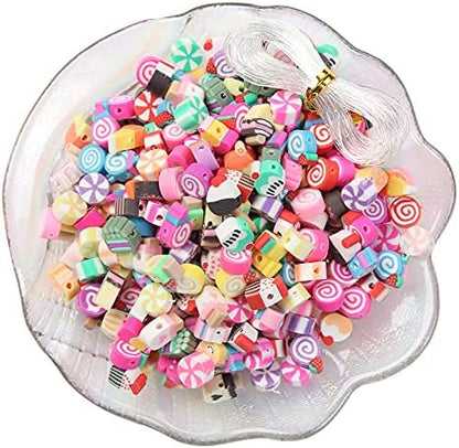 100pcs Mixed Polymer Clay Spacer Beads for Women Jewelry Making DIY Bracelet Necklace Hair Clip Accessories (Candy) by LUBINGSHINE