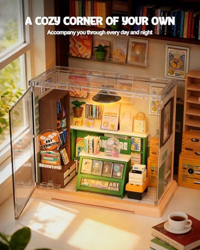 Vodolo DIY Miniature House Kit with Led,Book Nook Kits for Adults Beginners,Book Shelf Decor,3D Puzzle Booknook Craft Kits,Books Lovers Gifts for Women Men Bookshelf Decor,104PCS Bookstore Nightlight - Image 3