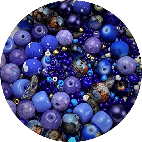 Assorted Glass Resin Beads Multi Size Colors Smooth Cracked Gravel Millet Spacer Beads for Bracelets Necklace Earring DIY Jewelry Making Craft (Deep Blue Series) by ChooseBeadsChooseHonkoolly