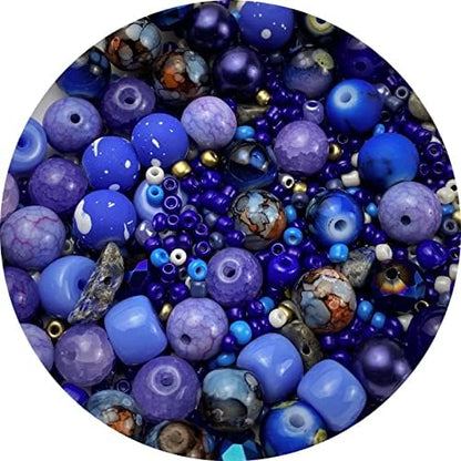 Assorted Glass Resin Beads Multi Size Colors Smooth Cracked Gravel Millet Spacer Beads for Bracelets Necklace Earring DIY Jewelry Making Craft (Deep Blue Series) by ChooseBeadsChooseHonkoolly