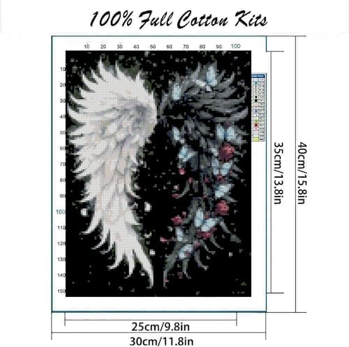 Angel Wings Stamped Cross Stitch Kits for Adults,Colourful Angel Wings Dimensions Cross Stitch Kits Embroidery Kit Arts and Crafts for Beginners 15.7x11.8 inches - Image 2