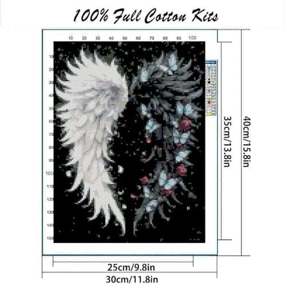Angel Wings Stamped Cross Stitch Kits for Adults,Colourful Angel Wings Dimensions Cross Stitch Kits Embroidery Kit Arts and Crafts for Beginners 15.7x11.8 inches - Image 2