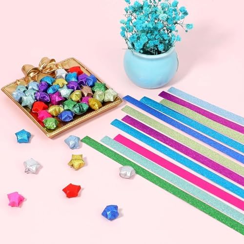 18 Colors Origami Star Paper Strips, Glitter Origami Stars Paper DIY Paper Star Strips Origami Star Decoration Paper Strips for DIY Handcrafts, 360 Sheets Crafts - Image 4