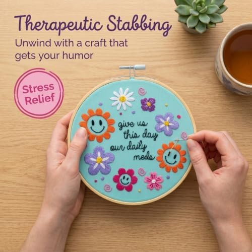 FUNATIC Give Us This Day Our Daily Meds Funny Embroidery Kit for Adults - Image 3