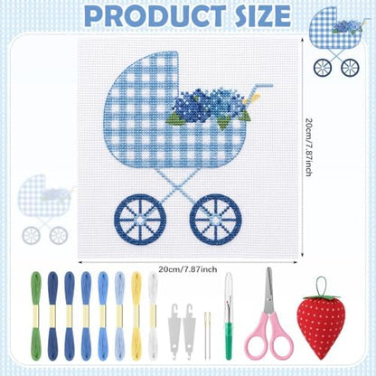 XunYee Needlepoint Canvas Kit, Hydrangea Baby Carriage - Image 2