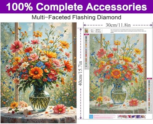 Diamond Art Kits for Adults, Flowers Diamond Art Painting Kits for Adults - Image 4