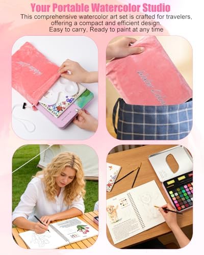 48 Colors Watercolor Paint Set for Adult Beginner with Watercolor Workbook - Image 7