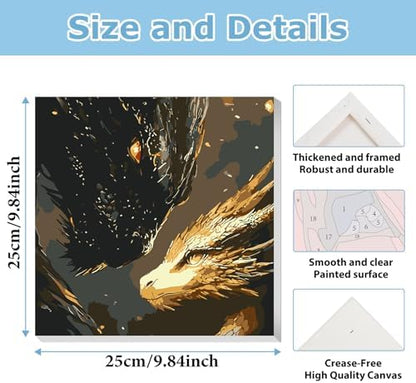 Dragon Paint by Numbers with Frame, Paint by Numbers Kit for Adults 10x10 - Image 3