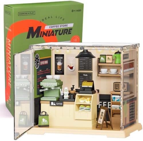 Vodolo DIY Miniature House Kit with Led,Book Nook Kits for Adults Beginners,Book Shelf Decor,3D Puzzle Booknook Craft Kits,Books Lovers Gifts for Women Men Bookshelf Decor,90PCS Coffee Shop by Vodolo
