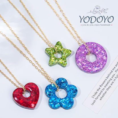 YODOYO Flower Earring Resin Molds, 3pcs Star Heart Pendant Silicone Mold - Image 7