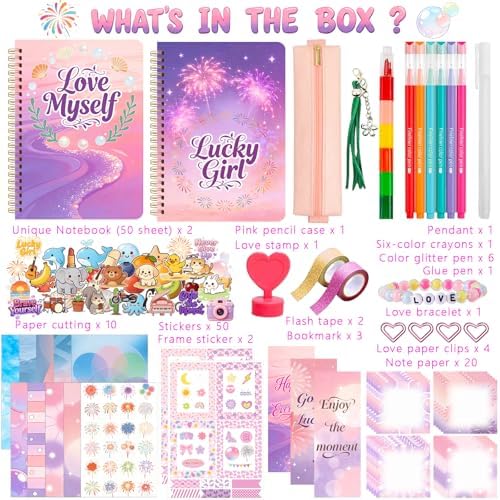 DIY Journal Kit for Girls Teen Tween Girl Gifts Trendy Stuff, Scrapbook Supplies Stationery Set, Stocking Stuffers, Art Crafts Kit - Ideal Gifts for 8 9 10 11 12 13 14 Year Old Girl - Image 3
