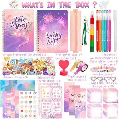 DIY Journal Kit for Girls Teen Tween Girl Gifts Trendy Stuff, Scrapbook Supplies Stationery Set, Stocking Stuffers, Art Crafts Kit - Ideal Gifts for 8 9 10 11 12 13 14 Year Old Girl - Image 3