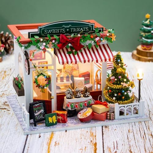 DIY Miniature House Kit for Adult and Teens, Christmas Candy House Building Kit for Family and Friends, Mini Wooden Dollhouse Kit for Halloween Christmas Birthday Gifts - Image 4