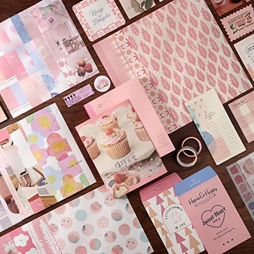 Draupnir Pink Cute Kawaii Aesthetic Scrapbook Kit(348pcs), Bullet Junk Journal Kit with Journaling/Scrapbooking Supplies, Stationery,A6 Grid Notebook with Graph Ruled Pages DIY Gift for Teen Girl - Image 3