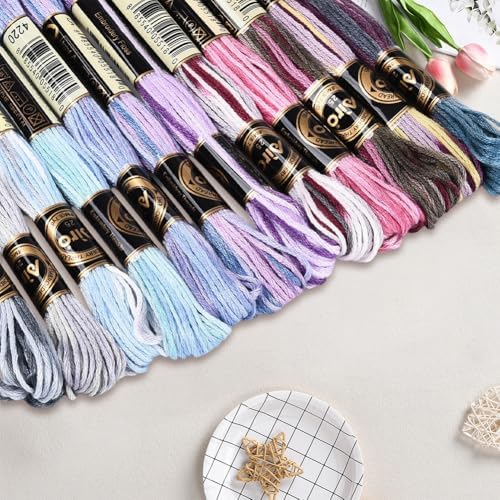 12 Skeins 105 Yards Cross Stitch Floss Variegated Embroidery Thread Bulk 6 Ply Polyester Colorful Purple Friendship Bracelet String for Sewing Making Needlecraft Knitting Clothes Stitching - Image 3