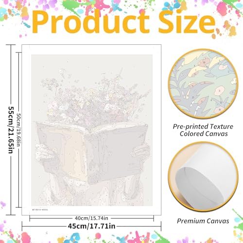 Mandun Book Paint by Numbers Kit for Adults, 16x20 inch - Image 3