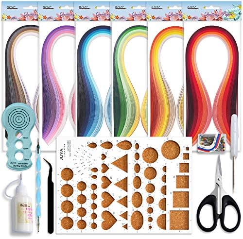JUYA Paper Quilling Kit 30 Colors 600 Strips 8 Tools, Glue, Blue Set, 3mm by JUYACrafts