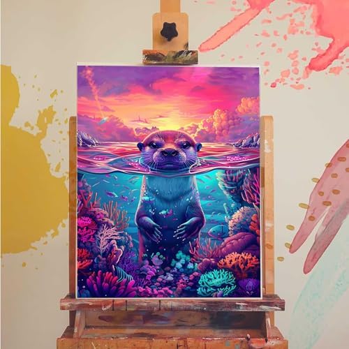 Animal Paint by Numbers Kit for Adults Otter Paint by Numbers, DIY Acrylic Watercolor Oil Painting Kits for Adults Beginners with Brushes, Hobbies for Women for Home Wall Decor, Gifts 28x38 in 3-32 - Image 3