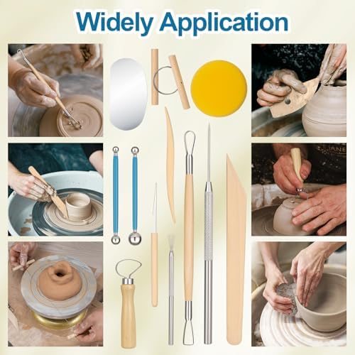 Amrules 12 Pcs Polymer Clay Sculpting Tools Kit for Adults, Light Yellow - Image 7