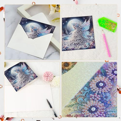 6-Pack Butterfly Fairy Diamond Painting Greeting Card Kits, Special Shaped Diamonds Painting, DIY Handcraft for Relatives and Friends with Wishes,Unique Design Crafting for Birthday or Holiday Cards - Image 4