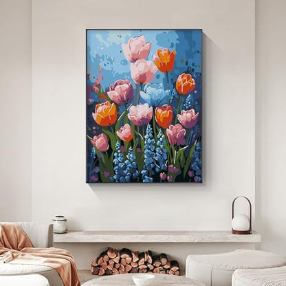 Yezavesu Flowers Framed Paint by Numbers Kit for Adults Beginner - Image 2