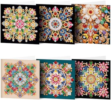 pigpigboss 6 Packs Mandala Diamond Art Greeting Card Kit by pigpigboss