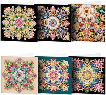 pigpigboss 6 Packs Mandala Diamond Art Greeting Card Kit by pigpigboss